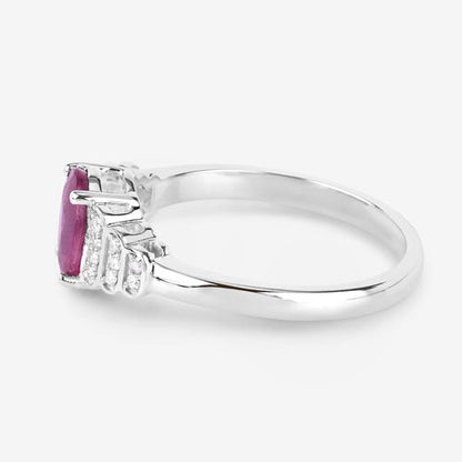 1.52 Carat Genuine Ruby and White Diamond 14K White Gold Ring by Bids.com