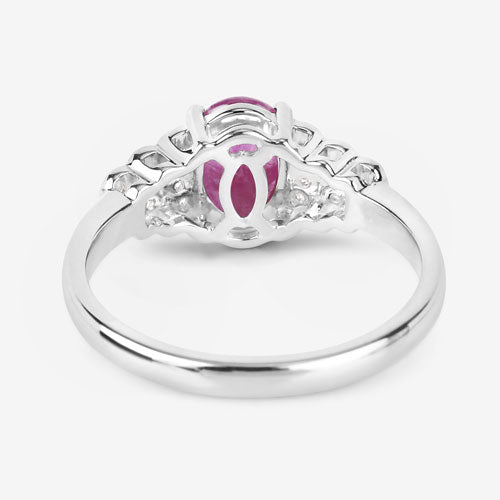 1.52 Carat Genuine Ruby and White Diamond 14K White Gold Ring by Bids.com