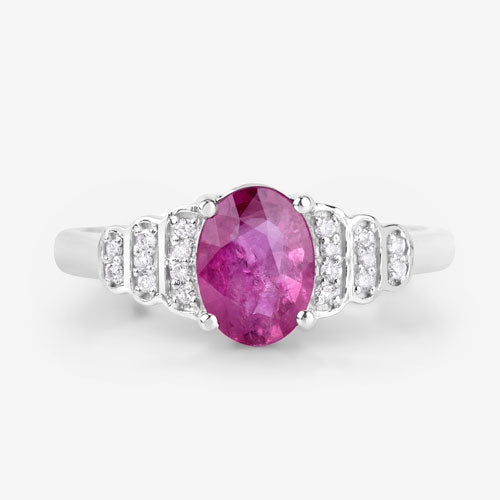 1.52 Carat Genuine Ruby and White Diamond 14K White Gold Ring by Bids.com