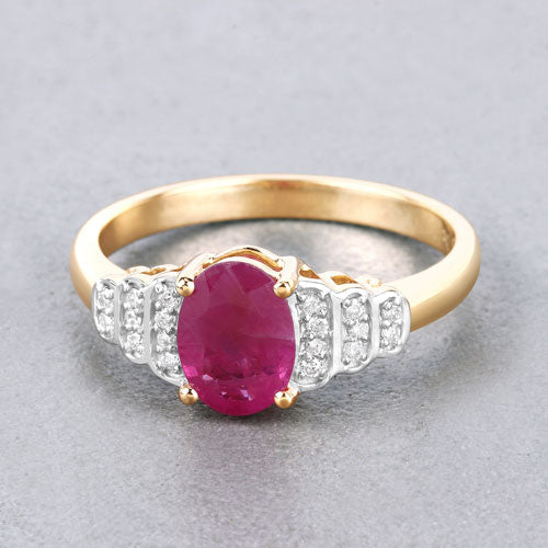 1.52 Carat Genuine Ruby and White Diamond 14K Yellow Gold Ring by Bids.com