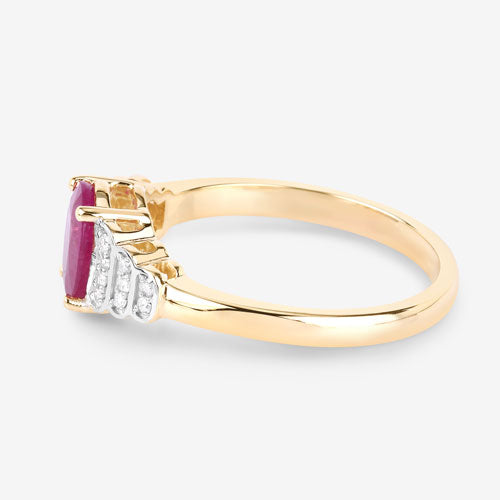 1.52 Carat Genuine Ruby and White Diamond 14K Yellow Gold Ring by Bids.com