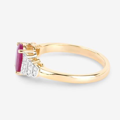 1.52 Carat Genuine Ruby and White Diamond 14K Yellow Gold Ring by Bids.com