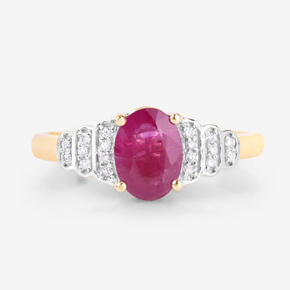 1.52 Carat Genuine Ruby and White Diamond 14K Yellow Gold Ring by Bids.com