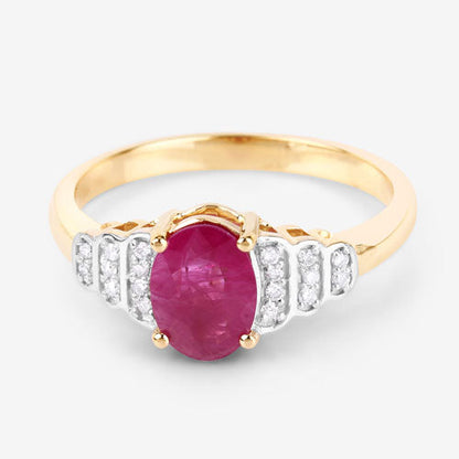 1.52 Carat Genuine Ruby and White Diamond 14K Yellow Gold Ring by Bids.com