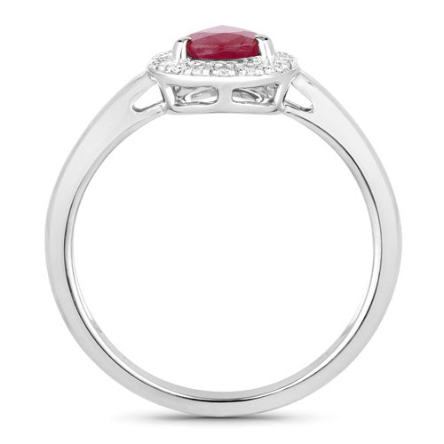1.02 Carat Genuine Ruby and White Diamond 14K White Gold Ring by Bids.com