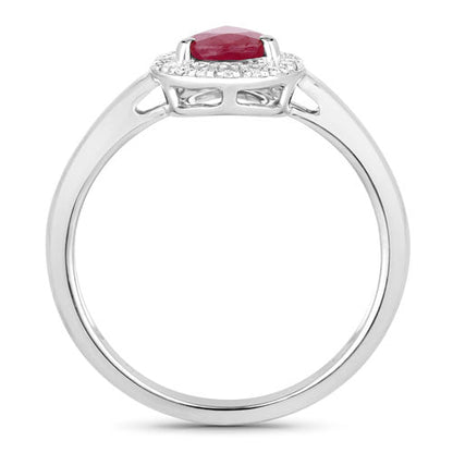 1.02 Carat Genuine Ruby and White Diamond 14K White Gold Ring by Bids.com