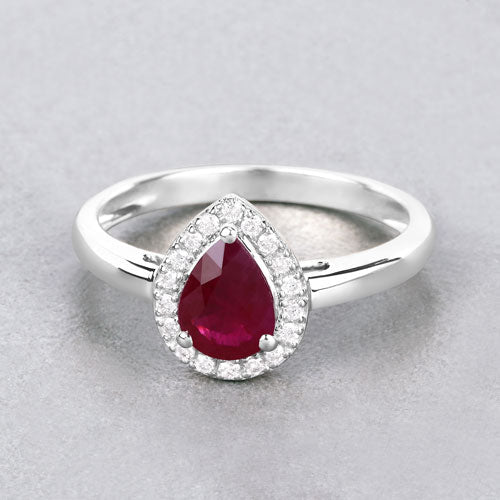 1.02 Carat Genuine Ruby and White Diamond 14K White Gold Ring by Bids.com