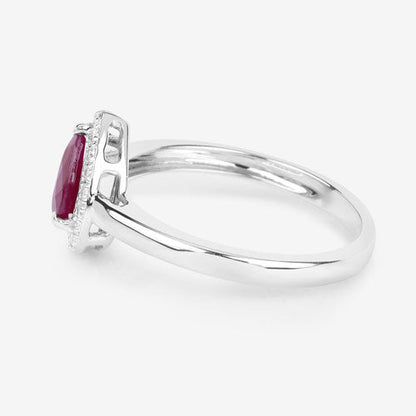 1.02 Carat Genuine Ruby and White Diamond 14K White Gold Ring by Bids.com