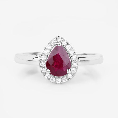 1.02 Carat Genuine Ruby and White Diamond 14K White Gold Ring by Bids.com