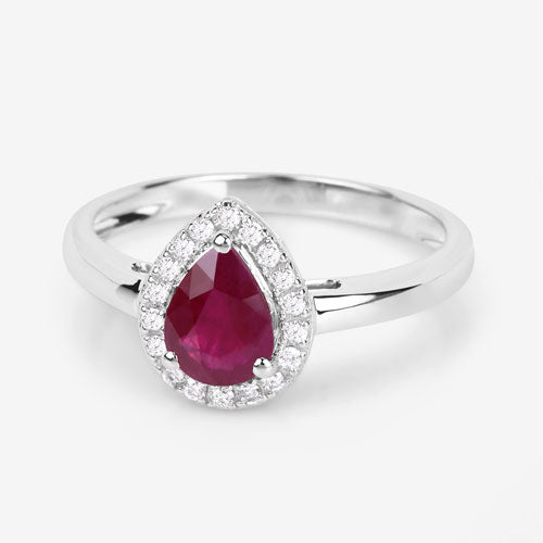 1.02 Carat Genuine Ruby and White Diamond 14K White Gold Ring by Bids.com