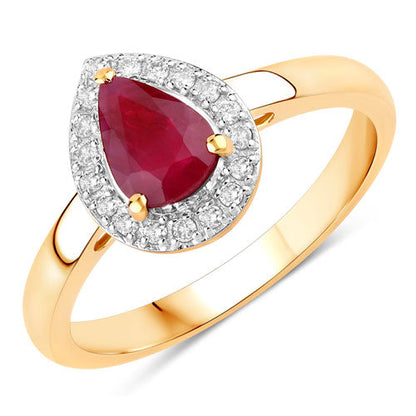 1.02 Carat Genuine Ruby and White Diamond 14K Yellow Gold Ring by Bids.com