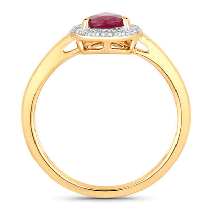 1.02 Carat Genuine Ruby and White Diamond 14K Yellow Gold Ring by Bids.com