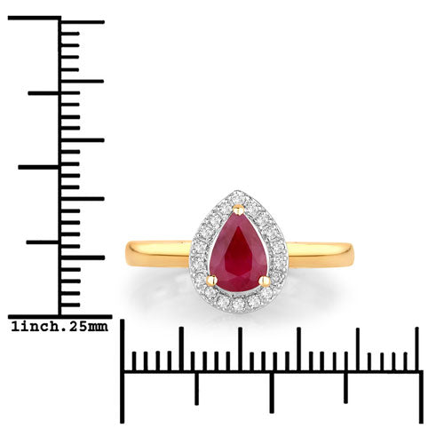 1.02 Carat Genuine Ruby and White Diamond 14K Yellow Gold Ring by Bids.com