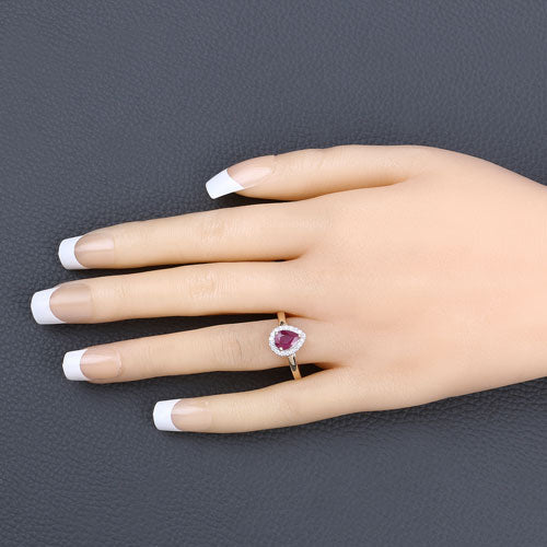 1.02 Carat Genuine Ruby and White Diamond 14K Yellow Gold Ring by Bids.com