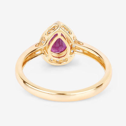 1.02 Carat Genuine Ruby and White Diamond 14K Yellow Gold Ring by Bids.com