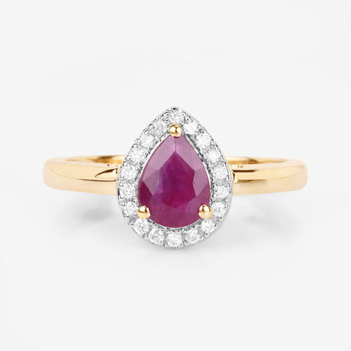 1.02 Carat Genuine Ruby and White Diamond 14K Yellow Gold Ring by Bids.com