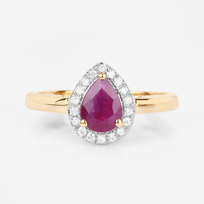 1.02 Carat Genuine Ruby and White Diamond 14K Yellow Gold Ring by Bids.com