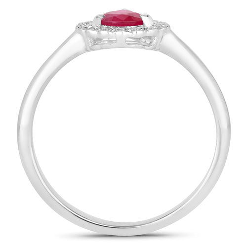 0.94 Carat Genuine Ruby and White Diamond 14K White Gold Ring by Bids.com