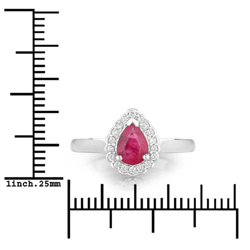 0.94 Carat Genuine Ruby and White Diamond 14K White Gold Ring by Bids.com