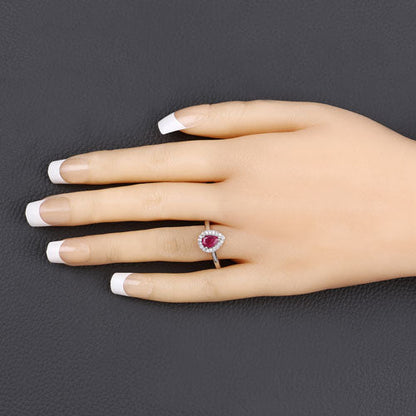 0.94 Carat Genuine Ruby and White Diamond 14K White Gold Ring by Bids.com