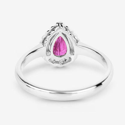 0.94 Carat Genuine Ruby and White Diamond 14K White Gold Ring by Bids.com