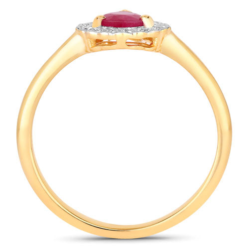 0.94 Carat Genuine Ruby and White Diamond 14K Yellow Gold Ring by Bids.com