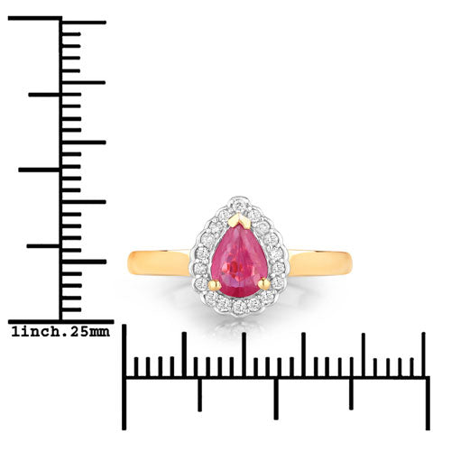 0.94 Carat Genuine Ruby and White Diamond 14K Yellow Gold Ring by Bids.com