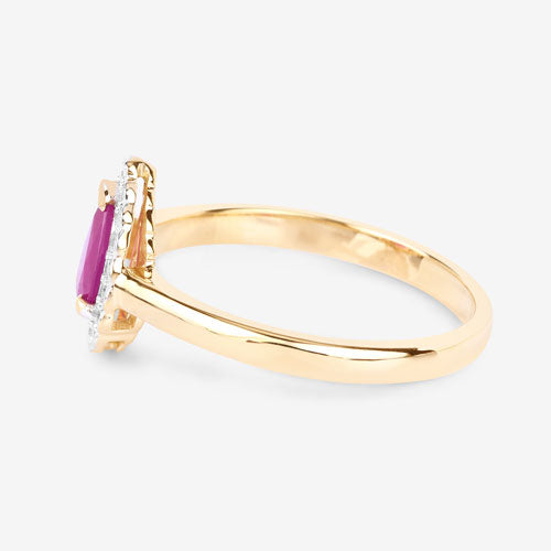 0.94 Carat Genuine Ruby and White Diamond 14K Yellow Gold Ring by Bids.com