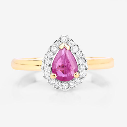 0.94 Carat Genuine Ruby and White Diamond 14K Yellow Gold Ring by Bids.com