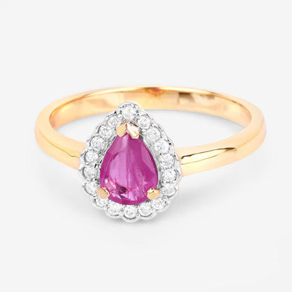 0.94 Carat Genuine Ruby and White Diamond 14K Yellow Gold Ring by Bids.com