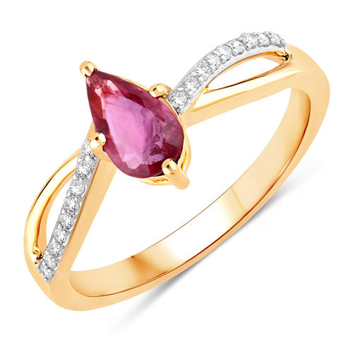 0.52 Carat Genuine Ruby and White Diamond 14K Yellow Gold Ring by Bids.com