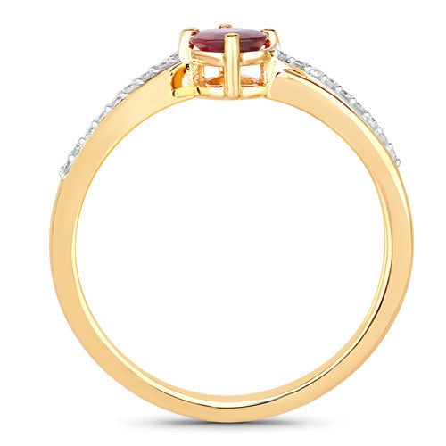 0.52 Carat Genuine Ruby and White Diamond 14K Yellow Gold Ring by Bids.com