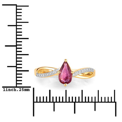 0.52 Carat Genuine Ruby and White Diamond 14K Yellow Gold Ring by Bids.com