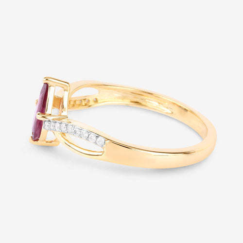 0.52 Carat Genuine Ruby and White Diamond 14K Yellow Gold Ring by Bids.com
