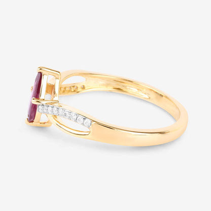 0.52 Carat Genuine Ruby and White Diamond 14K Yellow Gold Ring by Bids.com