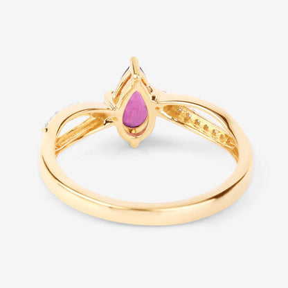 0.52 Carat Genuine Ruby and White Diamond 14K Yellow Gold Ring by Bids.com