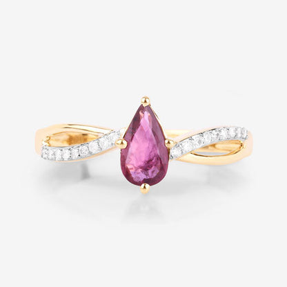 0.52 Carat Genuine Ruby and White Diamond 14K Yellow Gold Ring by Bids.com