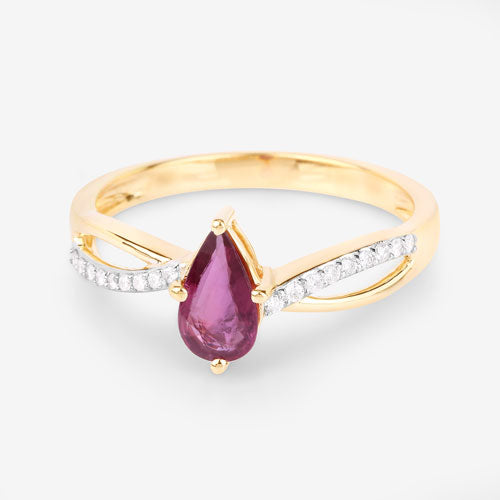 0.52 Carat Genuine Ruby and White Diamond 14K Yellow Gold Ring by Bids.com