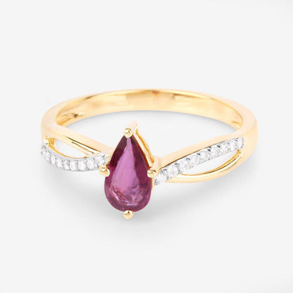 0.52 Carat Genuine Ruby and White Diamond 14K Yellow Gold Ring by Bids.com