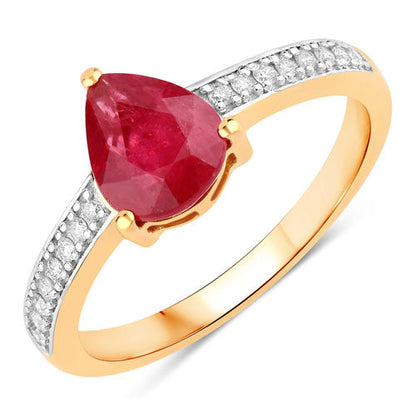 1.56 Carat Genuine Ruby and White Diamond 14K Yellow Gold Ring by Bids.com