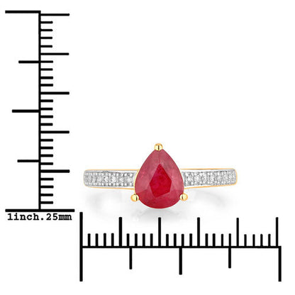 1.56 Carat Genuine Ruby and White Diamond 14K Yellow Gold Ring by Bids.com