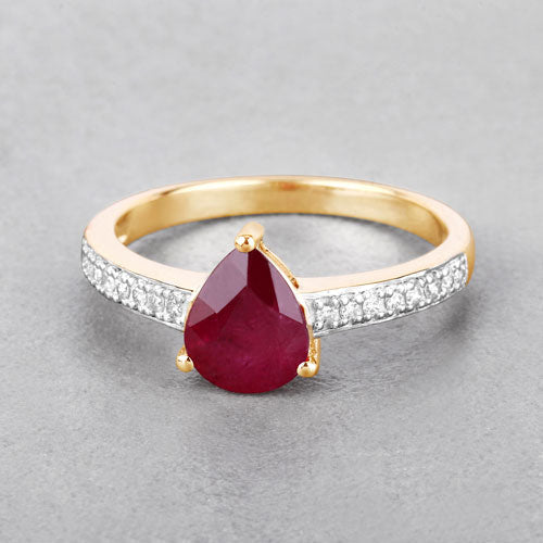 1.56 Carat Genuine Ruby and White Diamond 14K Yellow Gold Ring by Bids.com