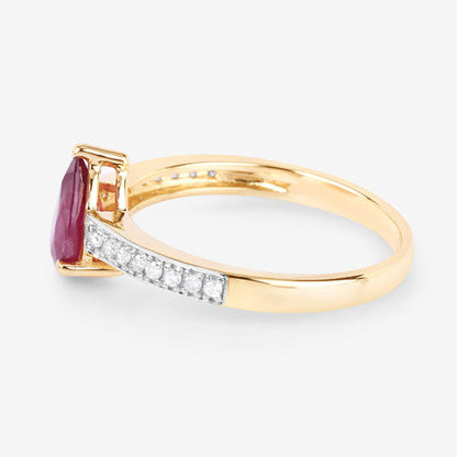 1.56 Carat Genuine Ruby and White Diamond 14K Yellow Gold Ring by Bids.com