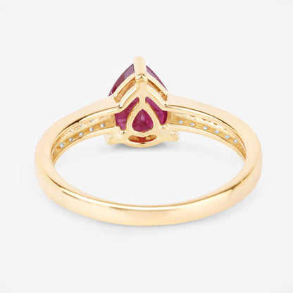 1.56 Carat Genuine Ruby and White Diamond 14K Yellow Gold Ring by Bids.com