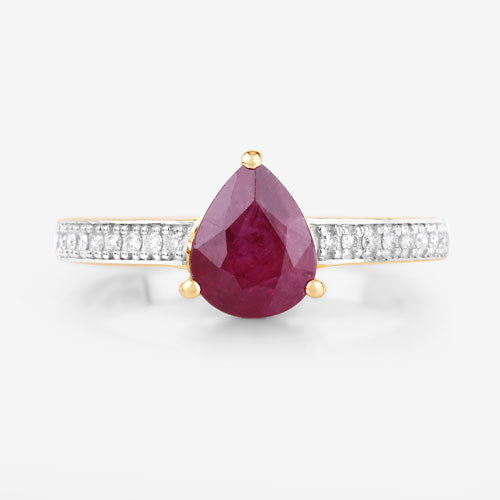 1.56 Carat Genuine Ruby and White Diamond 14K Yellow Gold Ring by Bids.com