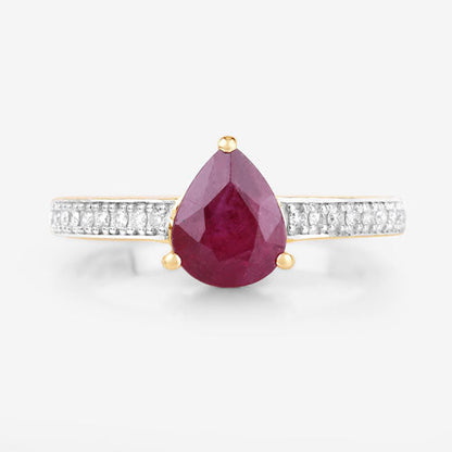 1.56 Carat Genuine Ruby and White Diamond 14K Yellow Gold Ring by Bids.com
