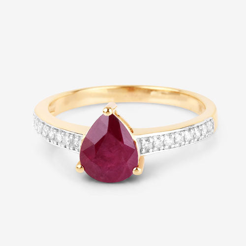 1.56 Carat Genuine Ruby and White Diamond 14K Yellow Gold Ring by Bids.com
