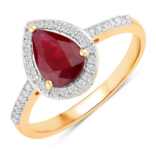 1.25 Carat Genuine Ruby and White Diamond 14K Yellow Gold Ring by Bids.com