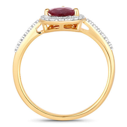 1.25 Carat Genuine Ruby and White Diamond 14K Yellow Gold Ring by Bids.com