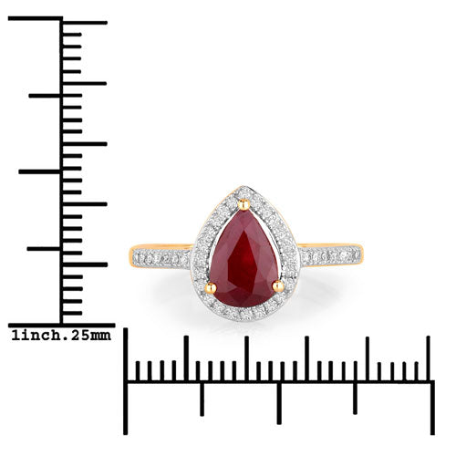 1.25 Carat Genuine Ruby and White Diamond 14K Yellow Gold Ring by Bids.com